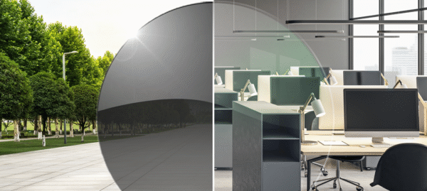 77 1.56 Photochromic Blue Cut SHMC Eyeglass Lenses | Sun-Activated & Screen Protection