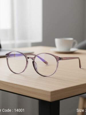 14001-1 نظارة طبية بوليفار Bolivar 14001 – تصميم دائري شفاف بنفسجي لخفة وأناقة لا مثيل لها