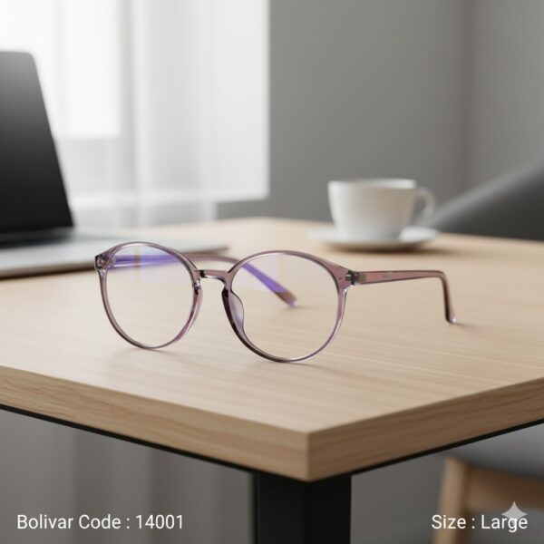 14001-1 Bolivar 14001 – Transparent Purple Round Prescription Eyeglasses for Ultimate Style & Comfort
