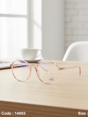 14003-1 Bolivar 14003 – Lightweight Transparent Pink Round Prescription Eyeglasses
