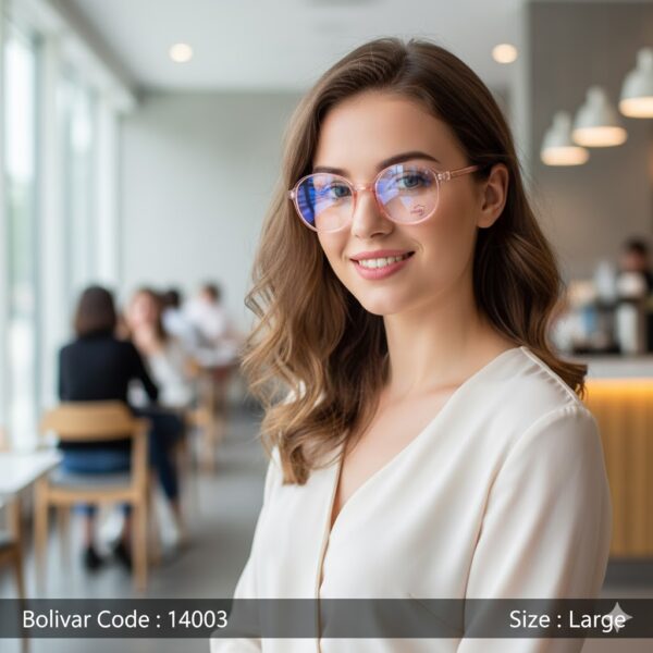 14003-4 Bolivar 14003 – Lightweight Transparent Pink Round Prescription Eyeglasses
