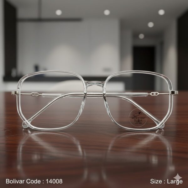 14008-1 Bolivar 14008 – Extra Wide Lightweight Square Prescription Eyeglasses with Mixed Materials