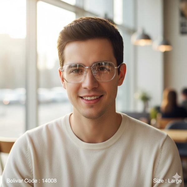 14008-3 Bolivar 14008 – Extra Wide Lightweight Square Prescription Eyeglasses with Mixed Materials