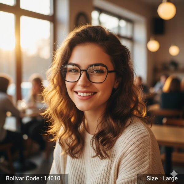 نظارة طبية بوليفار Bolivar 14010 – تصميم سداسي أسود عصري بخفة ومتانة عالية