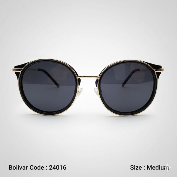 Bolivar Round Black & Gold Polarized Sunglasses – Model 8026 (Code 24016)