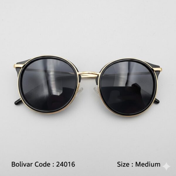 Bolivar Round Black & Gold Polarized Sunglasses – Model 8026 (Code 24016)