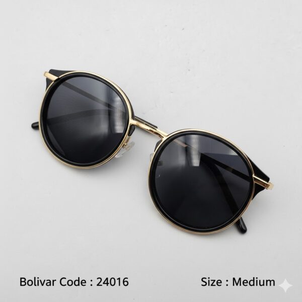 Bolivar Round Black & Gold Polarized Sunglasses – Model 8026 (Code 24016)