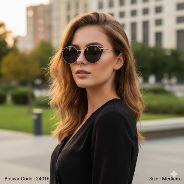Bolivar Round Black & Gold Polarized Sunglasses – Model 8026 (Code 24016)