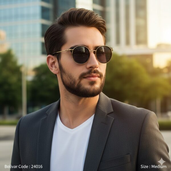 Bolivar Round Black & Gold Polarized Sunglasses – Model 8026 (Code 24016)