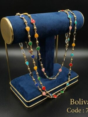 سلسلة نظارات ذهب صيني بتصميم قلوب ملونة – أناقة وفخامة في قطعة واحدة