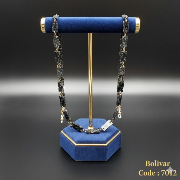 Black Marble Plastic Glasses Chain with Copper Spacers – Luxury Meets Elegance