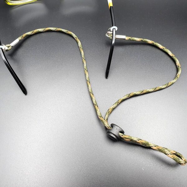 Olive Green Fabric Glasses Chain with Black, Beige & Brown Stripes – Stylish & Practical