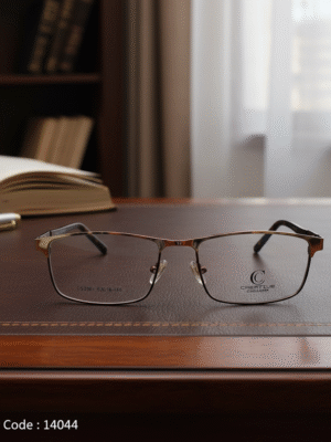 نظارة طبية مستطيلة أنيقة للوجه الصغير من BOLIVAR و CREATIUE – معدن ذهبي مع بني – موديل OS2001