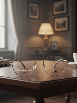 Bolivar Code 14082: Geometric Titanium Eyeglasses - Gold & Brown