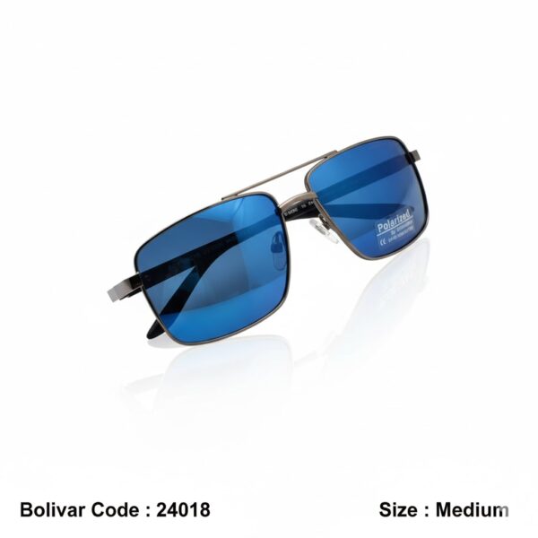 24018-4 Bolivar Rectangular Gray Metal Sunglasses with Gradient Polarized Lenses – Model 25252P