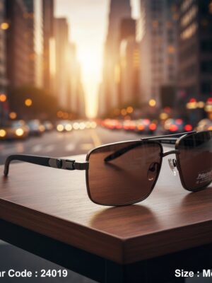 24019-1 نظارة شمسية بوليفار Bolivar 25252P | تصميم مستطيل كلاسيكي بلون بني أنيق