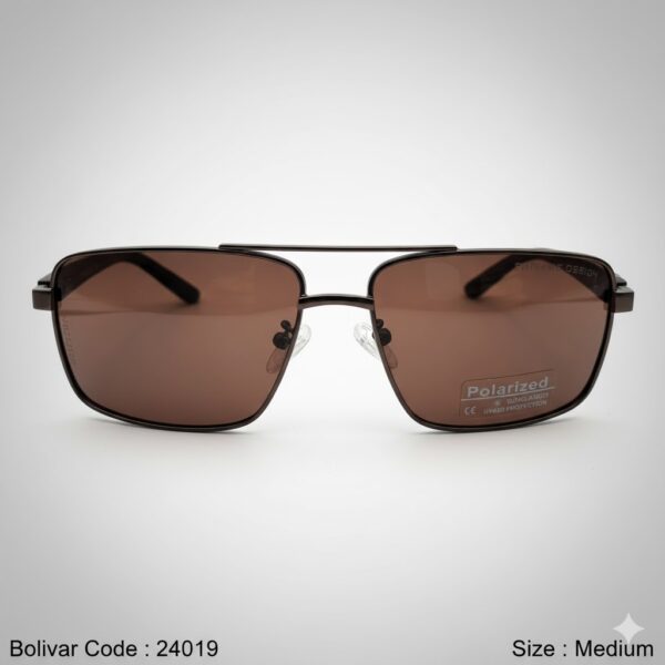 24019-4 نظارة شمسية بوليفار Bolivar 25252P | تصميم مستطيل كلاسيكي بلون بني أنيق