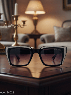 24022 نظارة شمسية بوليفار Bolivar موديل 9263 | مقاس واسع بلون أسود كلاسيكي ومزين بالستراس