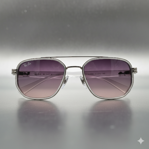 24029-32 نظارة شمسية بوليفار / راي بان موديل C-239 – تصميم سداسي رمادي شفاف مع حماية UV