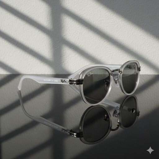 24029-66 نظارة شمسية بوليفار / راي بان موديل C-239 – تصميم سداسي رمادي شفاف مع حماية UV