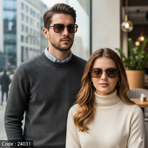 24031-965 نظارة شمسية بوليفار / كارتييه موديل 4987 – تصميم مربع بني كلاسيكي مع عدسات Polarized UV400