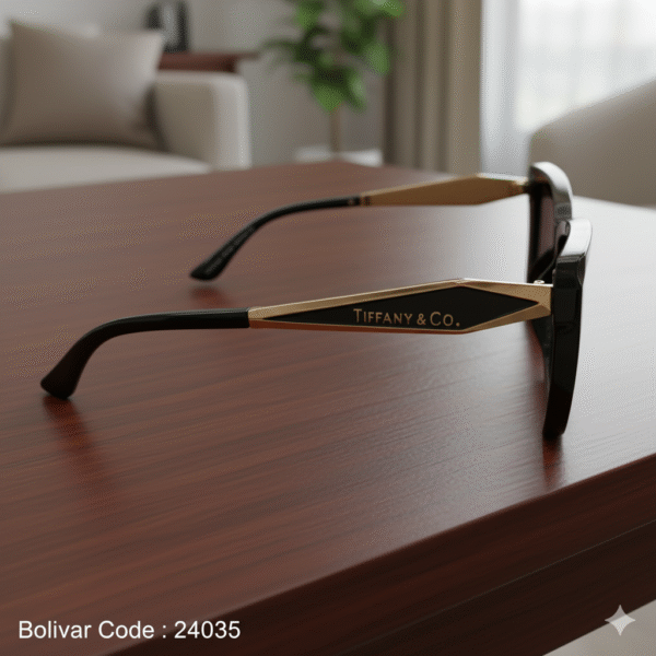 نظارة شمسية نسائية فخمة بوليفار × تيفاني | UV400 مستقطبة – أسود × ذهبي