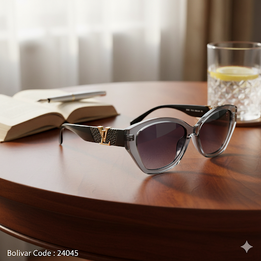 24045 Bolivar × LOUIS VUITTON Sunglasses | Gray × Transparent Blue Cat Eye – UV400 Polarized