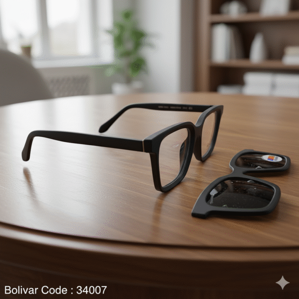 34007-1 نظارة طبية عصرية من بوليفار رافال مع كليب-أون شمسية – تصميم سكوير أنيق للرجال والنساء