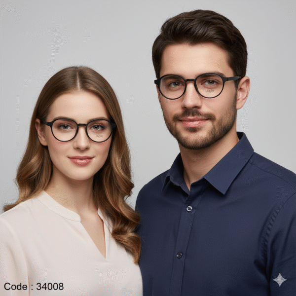 34008-1 Stylish BOLIVAR Rafale Eyeglasses with Clip-on Sunglasses – SO TRC-190 Round Full Rim Frame for Men & Women