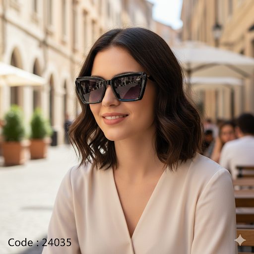 نظارة شمسية نسائية فخمة بوليفار × تيفاني | UV400 مستقطبة – أسود × ذهبي