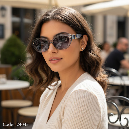 S 24045 Bolivar × LOUIS VUITTON Sunglasses | Gray × Transparent Blue Cat Eye – UV400 Polarized