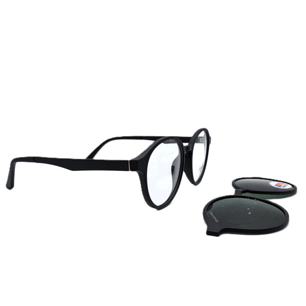 WhatsApp Image 2025-09-16 at 9.24.48 PM (2) Stylish BOLIVAR Rafale Eyeglasses with Clip-on Sunglasses – SO TRC-190 Round Full Rim Frame for Men & Women