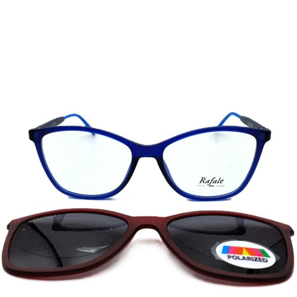 نظارة طبية عصرية من بوليفار رافال مع كليب-أون شمسية – تصميم عين القط باللون الأزرق للرجال والنساء
