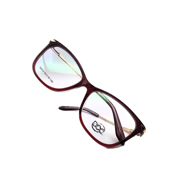 نظارة طبية بوليفار دي أو سي بتصميم عين القطة ومقاس واسع | أحمر داكن وذهبي | كود: 14112