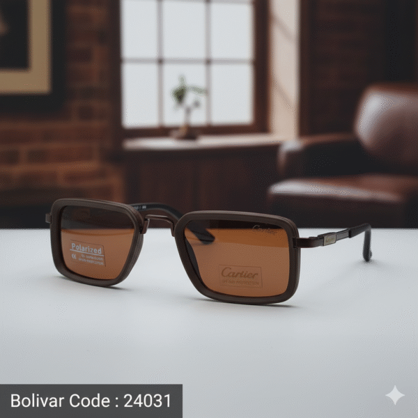 unnamed (3) نظارة شمسية بوليفار / كارتييه موديل 4987 – تصميم مربع بني كلاسيكي مع عدسات Polarized UV400