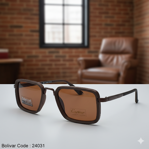 unnamed (5) نظارة شمسية بوليفار / كارتييه موديل 4987 – تصميم مربع بني كلاسيكي مع عدسات Polarized UV400