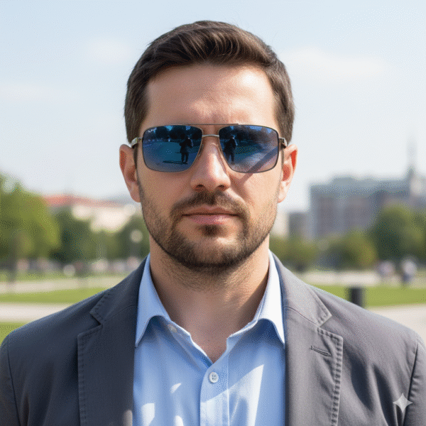 unnamed Bolivar Rectangular Gray Metal Sunglasses with Gradient Polarized Lenses – Model 25252P