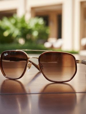 unnamed1111 نظارة شمسية بوليفار / راي بان موديل C-239 – تصميم سداسي بني × ذهبي مع حماية UV