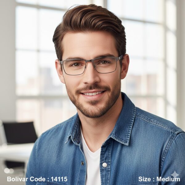 Tommy Hilfiger Rectangular Metal Eyeglasses – Gunmetal & Blue (C7)