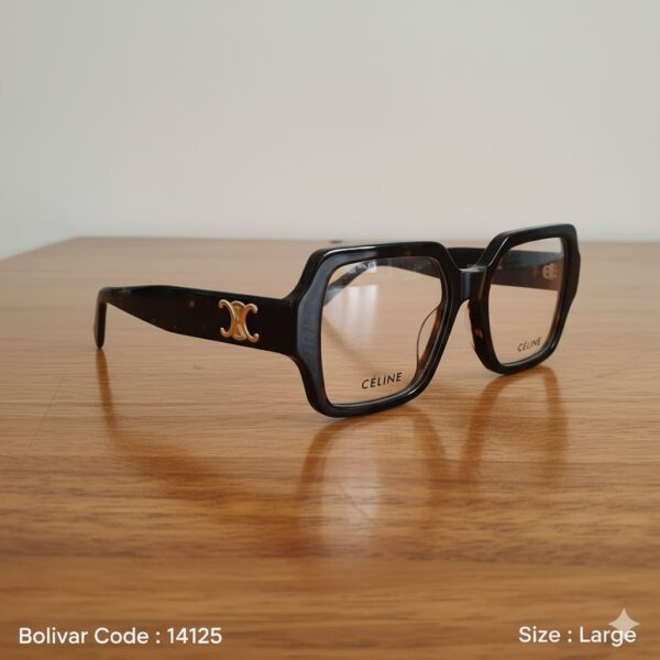 نظارة طبية Celine CL50131 – إطار هندسي عريض بنقشة التُرتويز الراقية